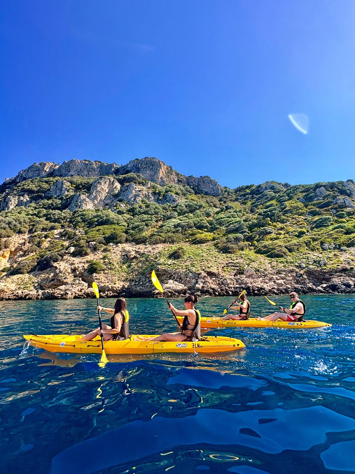 Kayak smontabile Split 2 Fishing Big Mama kayak con 2 ruote e 2 gavoni, 2 seggiolini, 2 pagaie, 2 porta canne