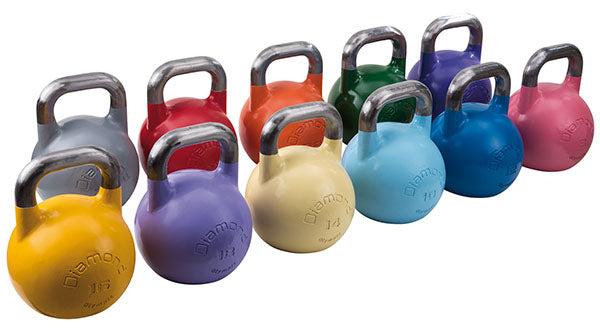 Kettlebell Olimpica in Acciaio 16 kg - cod.KBOD16 impugnatura satinata diametro 34 cm Linea Diamond
