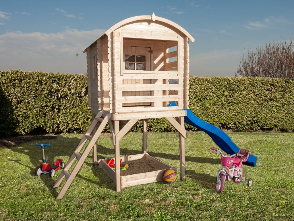 Casetta con scivolo Joy pino grezzo