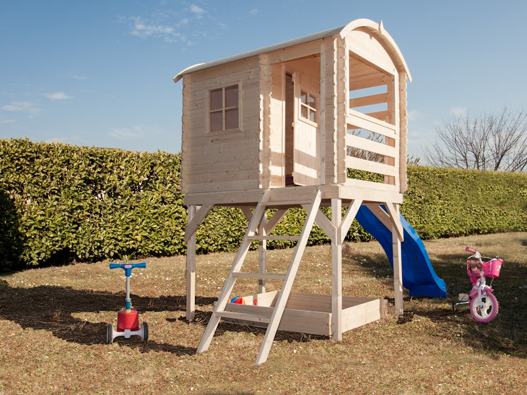 Casetta con scivolo Joy pino grezzo