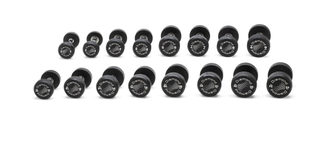 Set 16 Coppie Manubri Gommati Tondi 2-24 Kg. Pro Black Totale 360 Kg. - impugnatura ergonomica - Cod. MGTDS2-24