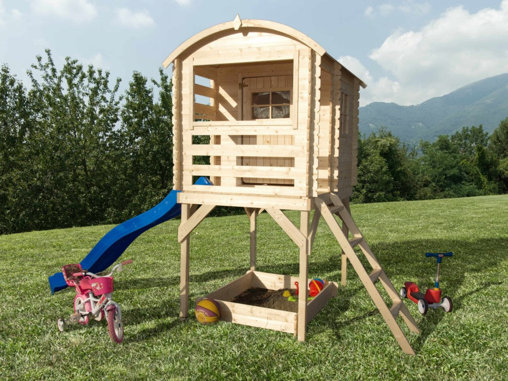 Casetta con scivolo Joy pino grezzo