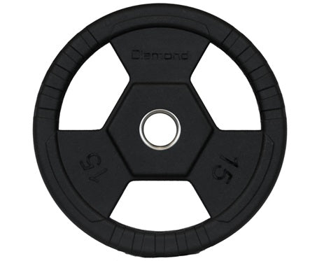 Disco Olimpico Gommato Ruvido Tri-Grip 15 kg - foro 50 mm cod. DGGD15-P linea Diamond Fitness