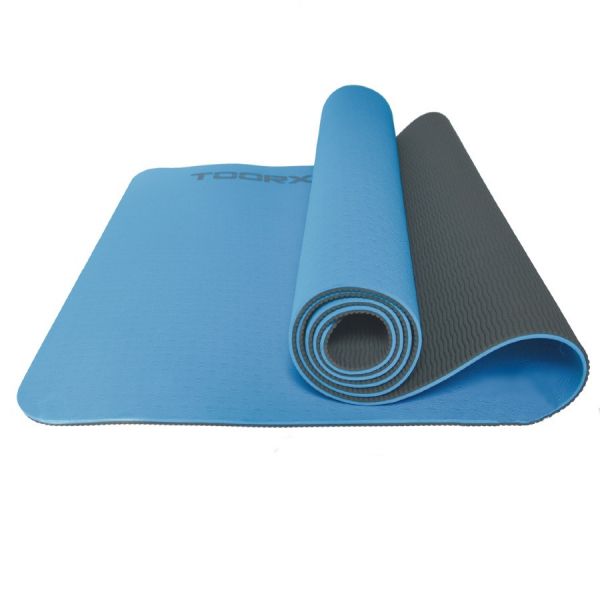 Materassino per Yoga Bicolore Professionale Azzurro - Grigio Antracite COD.MAT-183 Linea Toorx