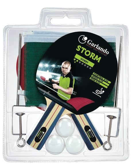 Set Da Ping Pong Storm Plus Composto da 2 racchette 2 stelle + 3 palline 1 stella + Rete e Tendi-Rete Approvato ITTF Tennis Tavolo Garlando cd. 2C4-55