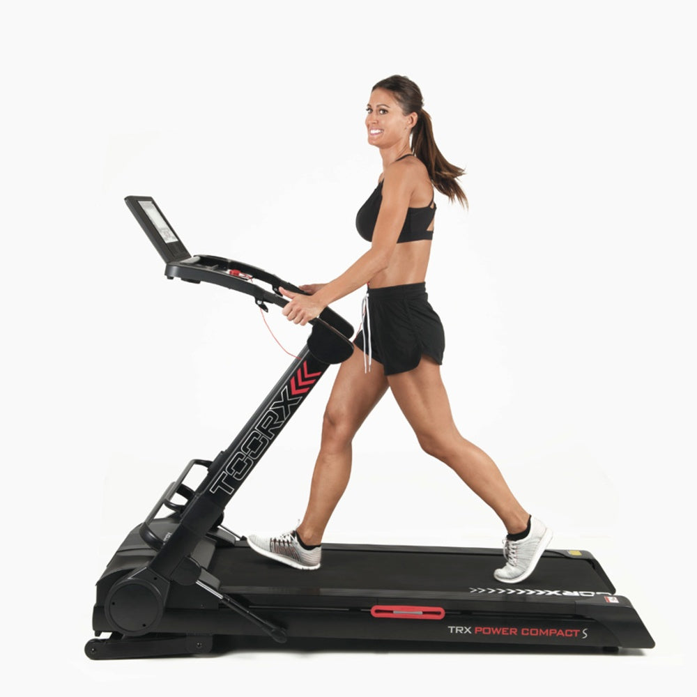 Trx-power Compact S Hrc Tapis Roulant Salvaspazio Inclinazione Elettrica Fascia Cardio Inclusa App Ready 3.0 Compatibile Iconsole + Kinomap E Zwift - Piano Corsa 132 X 47 Cm - Velocita' 20 Km/h - Peso Max Utente 135 Kg Toorx Tappeto Elettrico Palestra