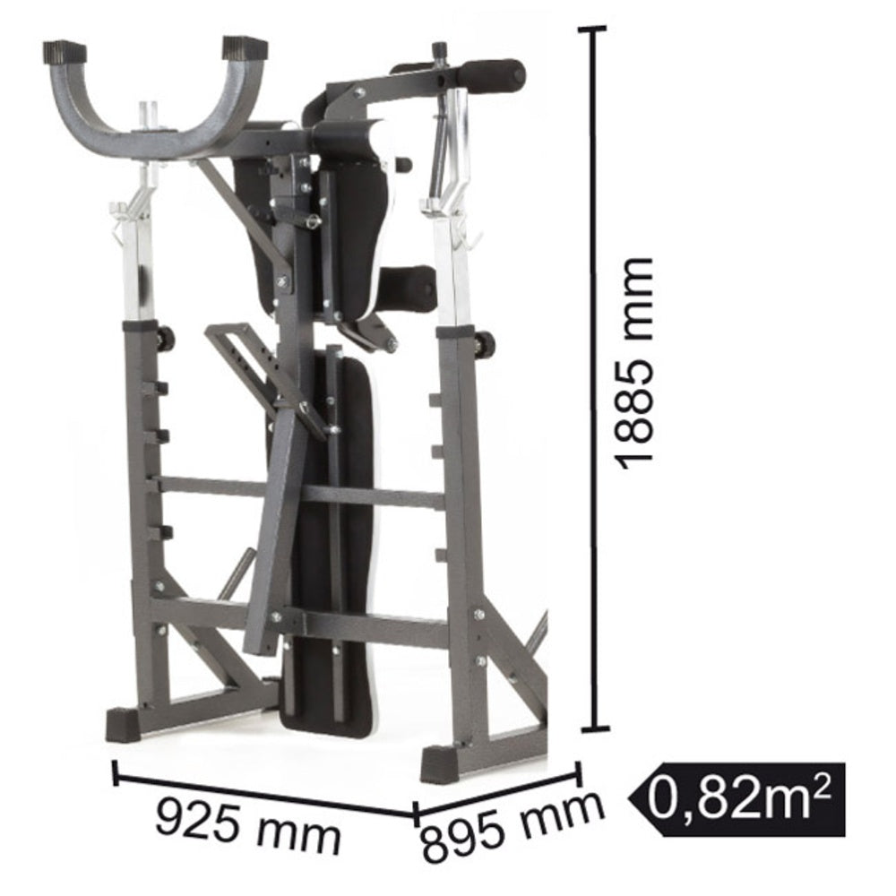 Panca Porta-Bilanciere WBX-90 Richiudibile con Leg Extension e Arm Curl Linea Toorx