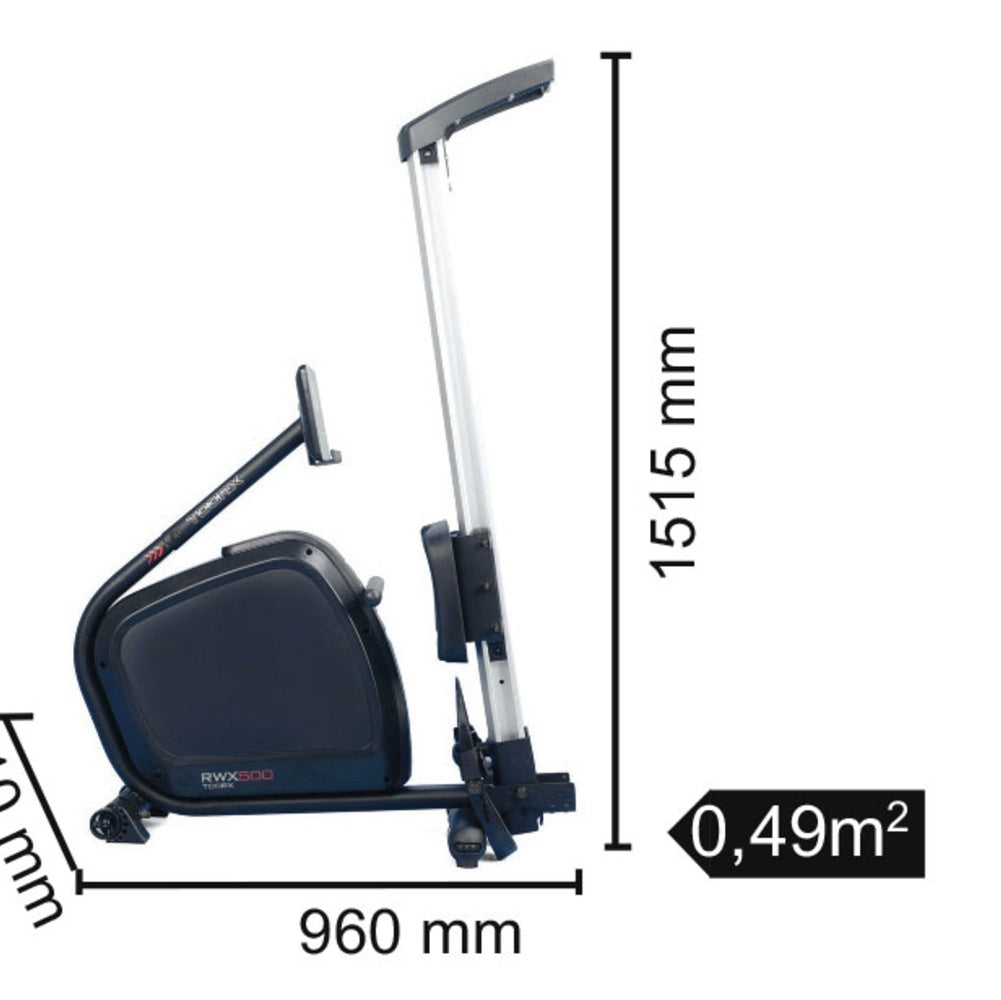 Vogatore RWX-500 Richiudibile Elettromagnetico con Ricevitore Wireless Linea Toorx Chrono Line Peso max utente; 130 kg Salvaspazio