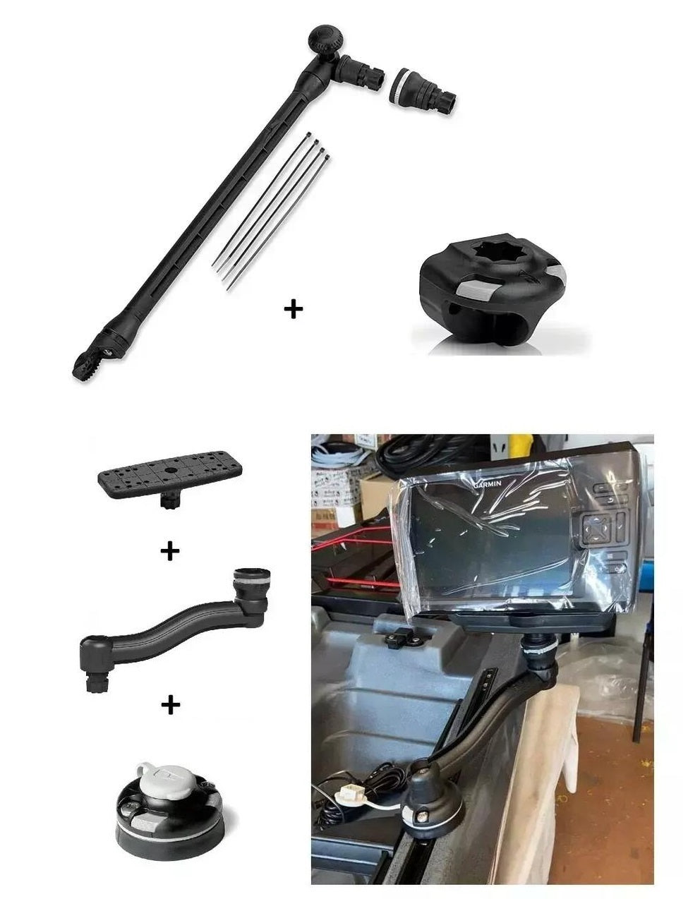 Kit completo per montaggio sonda e schermo Ecoscandaglio Composto Da 1 Starport + 1 Braccetto + 1 Basetta Railblaza 03-4015-11 + 02-4147-11 + 02-4136-11 +02-4086-11 + 03-4014-11