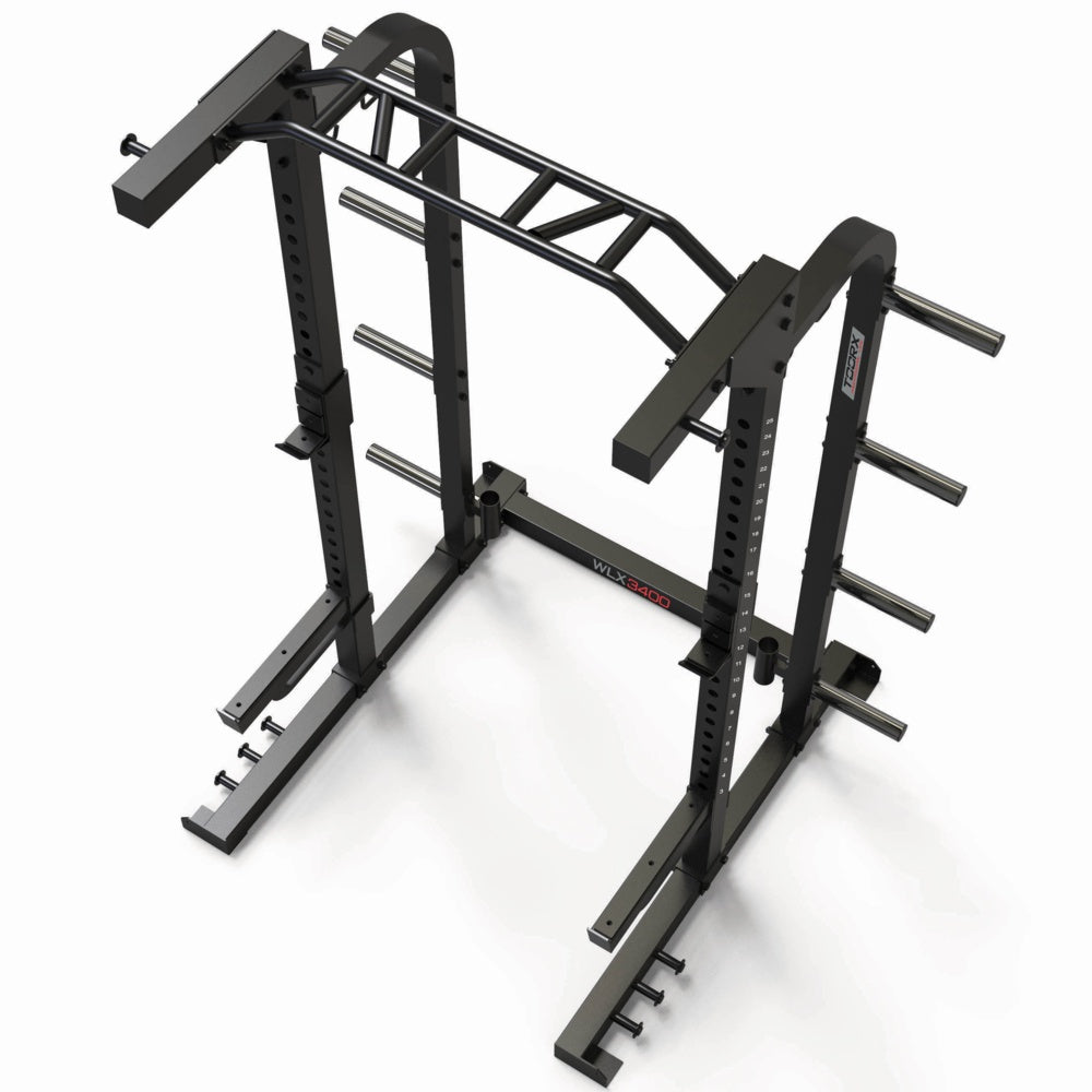 Toorx Vertical - WLX-3400 Half Rack con 8 Barre in Acciaio per Elastici e Traliccio Multipresa