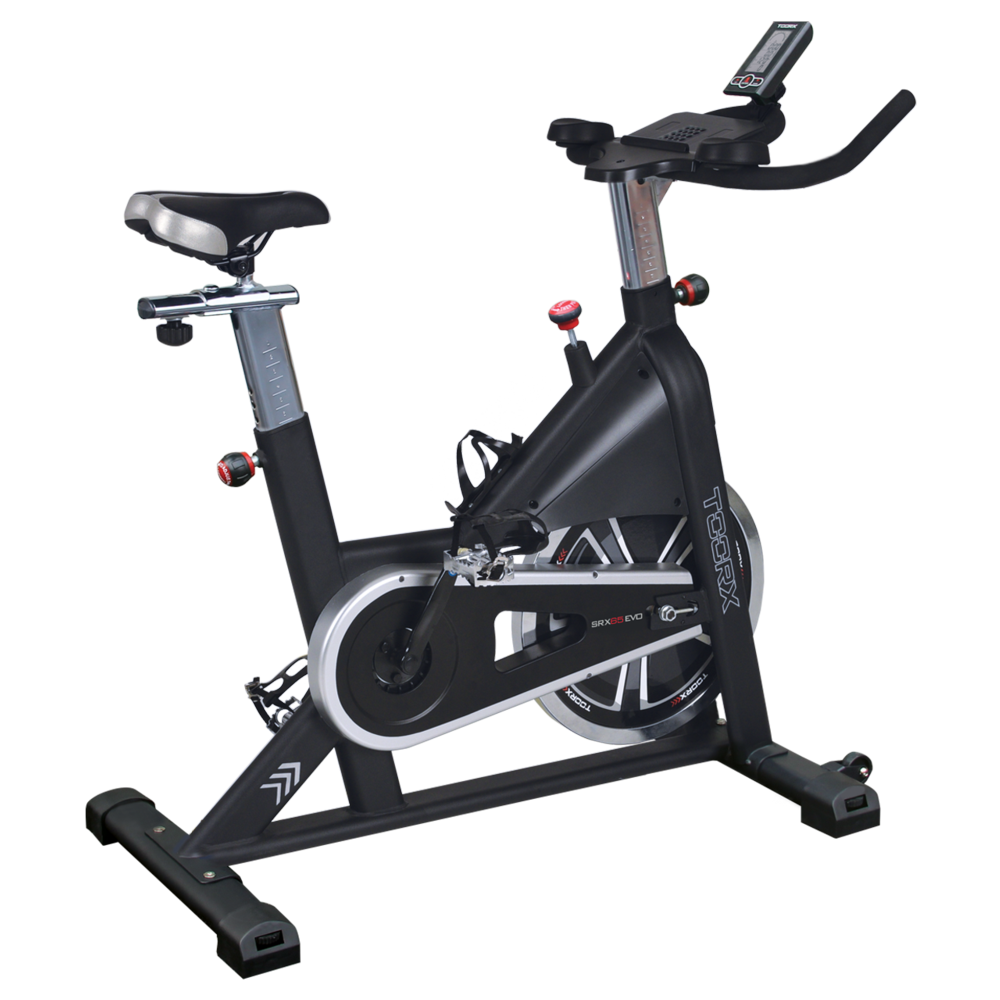 Gym Bike SRX-65 EVO Ricevitore Wireless Linea Toorx Trasmissione; a cinghia Massa volanica; peso 22 kg Peso max utente; 125 kg bike da spinning