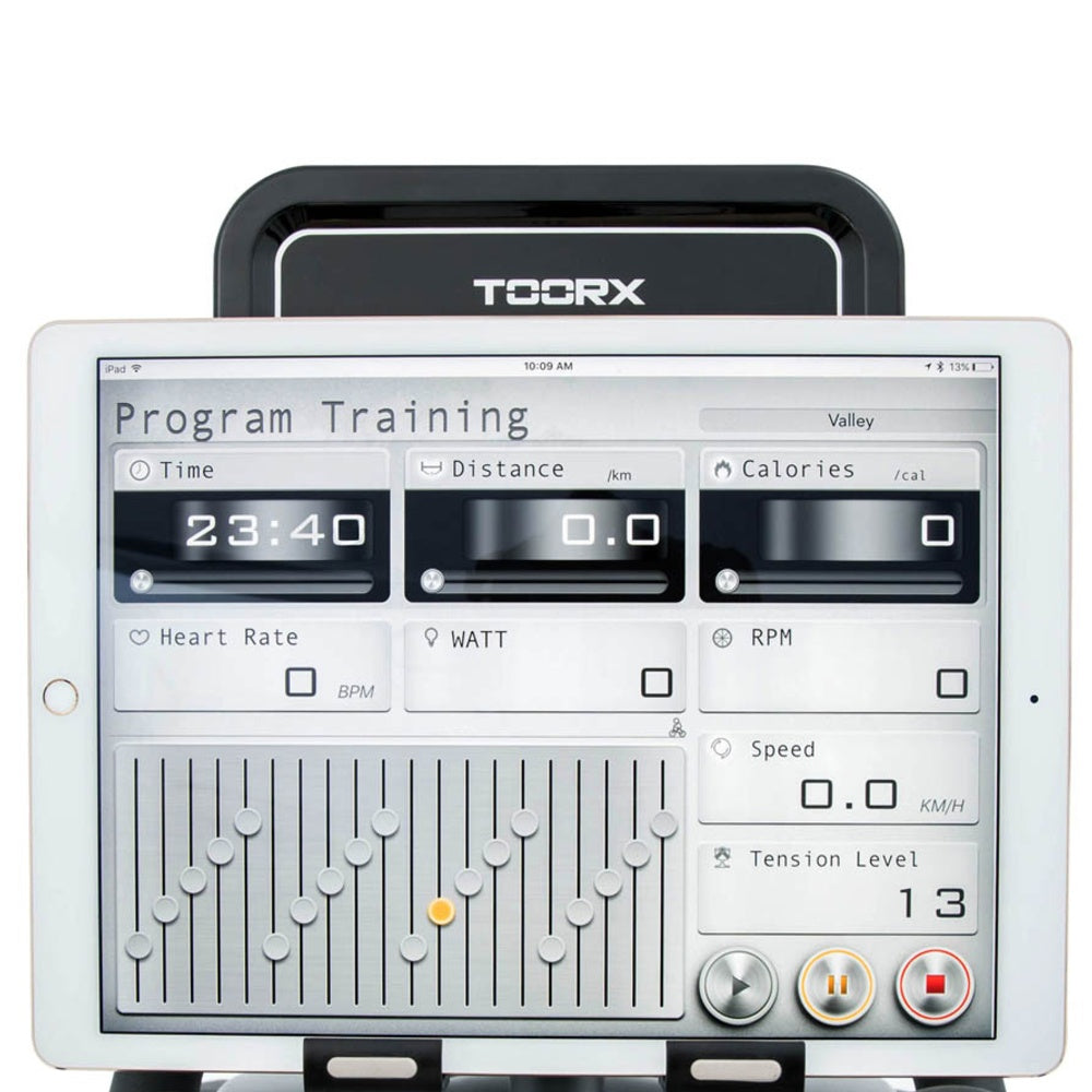 Brx-300 Hrc Cyclette Elettromagnetica Toorx Linea Chrono Line Con Ricevitore Wireless Iconsole+app Compatibile Zwift - Volano 14 Kg - Peso Utente 150 Kg Gym Bike Bici da Camera