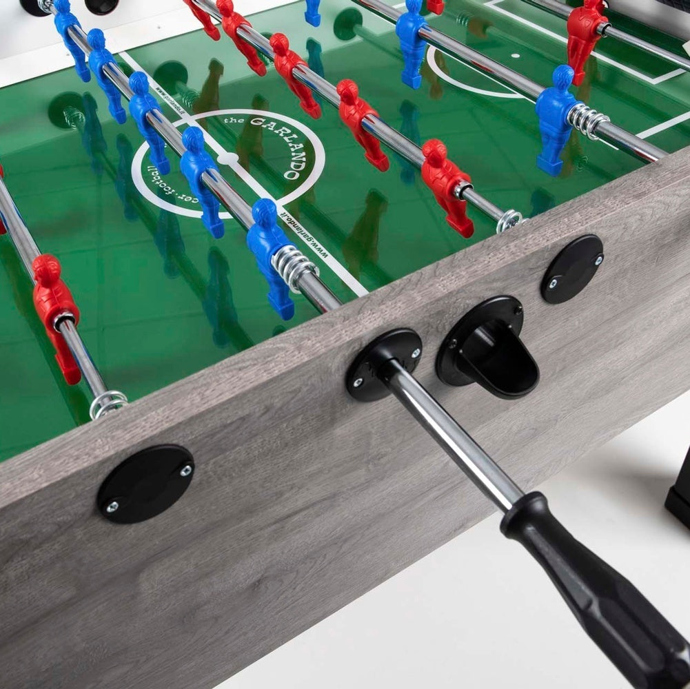 Calciobalilla G500 Rovere Grigio con Aste Rientranti, piano gioco vetro - biliardino Garlando con 50 Palline in omaggio cd. G500GRRCVL.