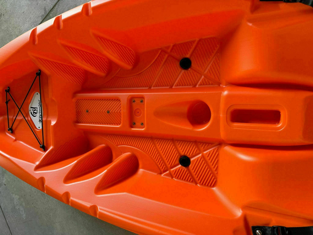 kayak fishing canoa GIL 2.0 BIG MAMA KAYAK canoa monoposto da 254 cm + 2 p.canne interni + seggiolino + pagaia - ARANCIO