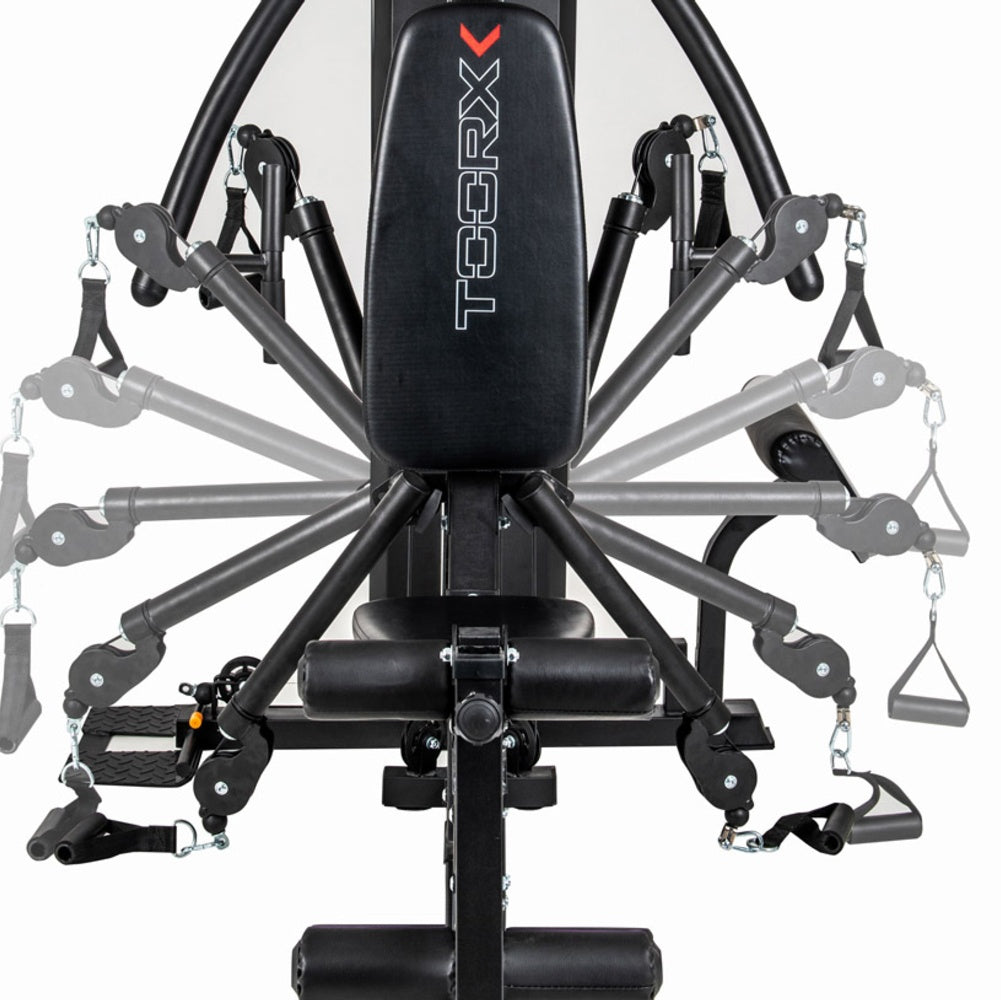 Stazione Multifunzione MSX-90 Pacco Pesi 102 kg kg con Doppio Cavo Libero e Pressa Gambe Regolabile Linea Toorx