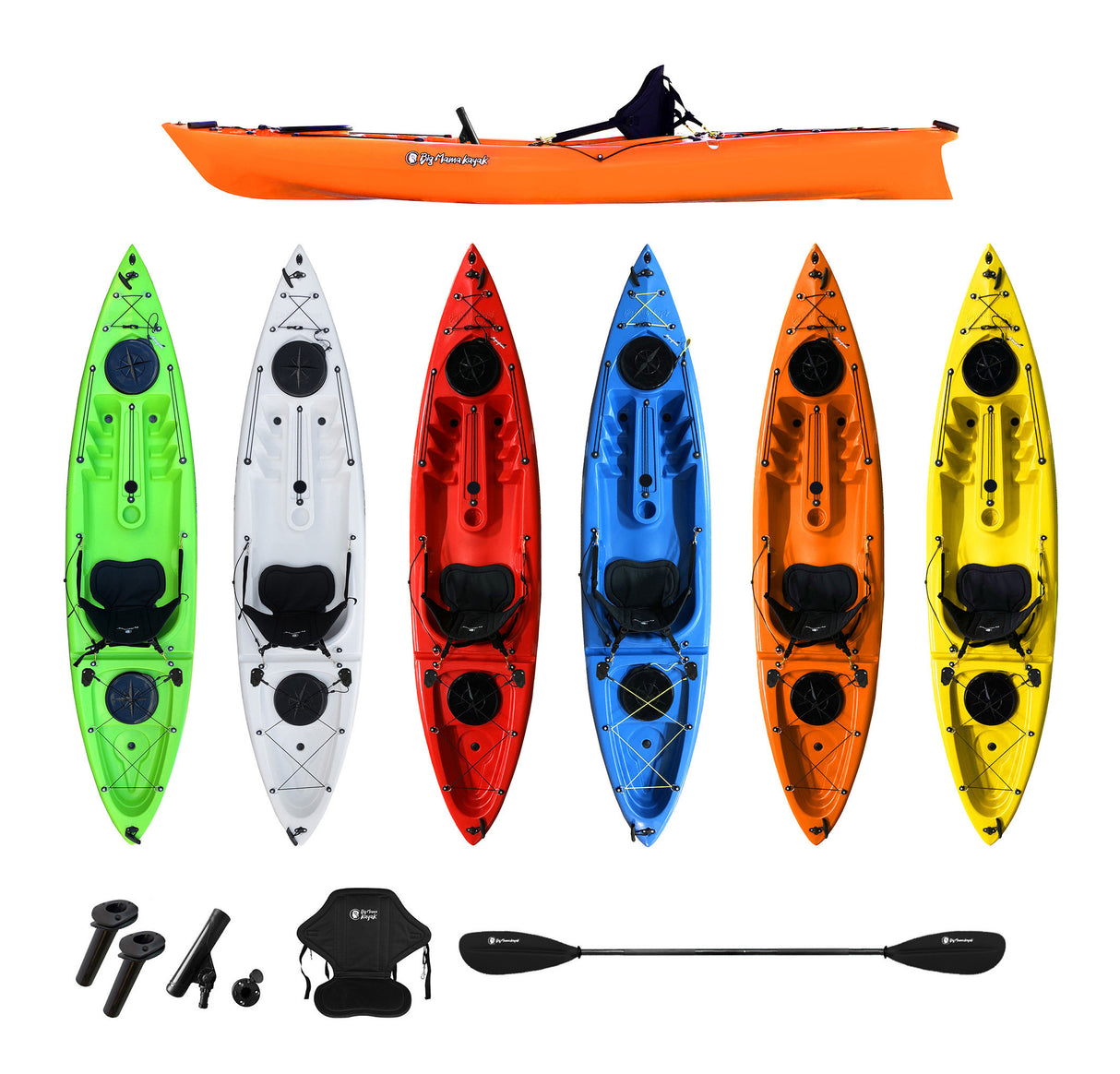 ACQUAPRIMA FISHING BIG MAMA KAYAK - CANOA MONOPOSTO DA 310 CM + 2 GAVONE + 3 PORTACANNA + 1 SEGGIOLINO + 1 PAGAIA (FULL PACK)