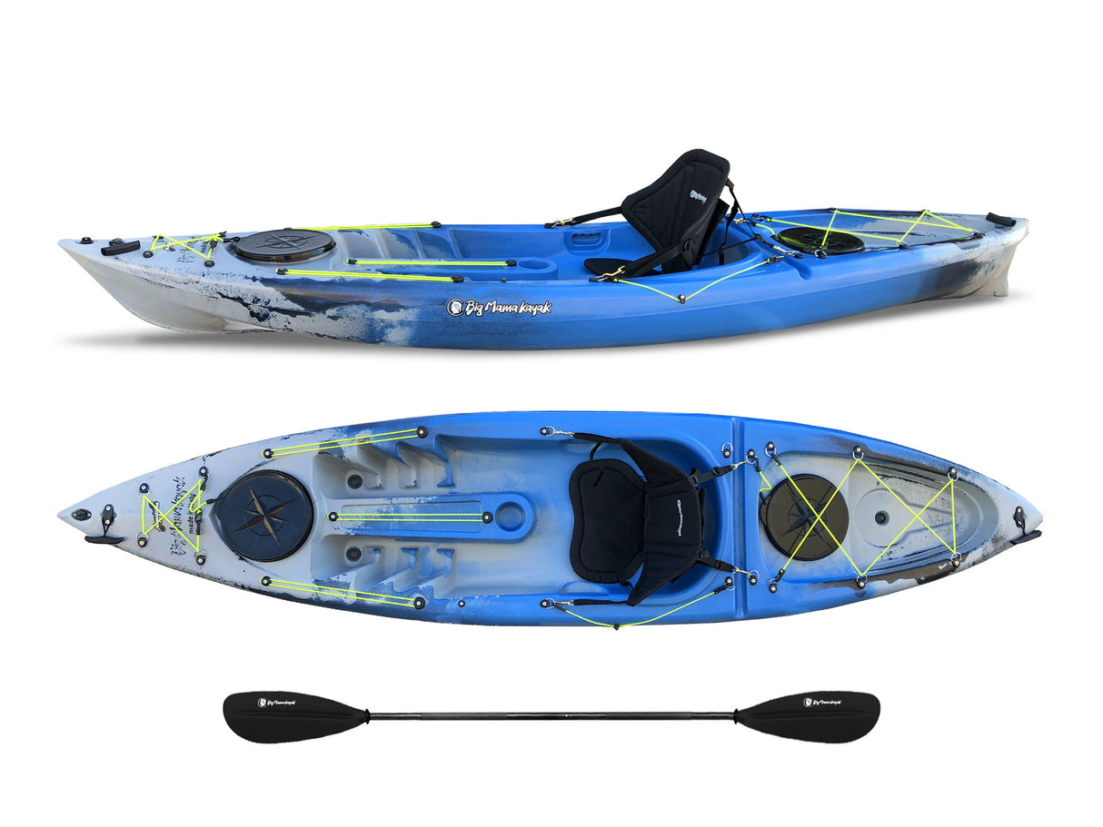 CANOA 1 POSTO SINGOLO ACQUAPRIMA LIMITED EDITION BIG MAMA KAYAK, MONOPOSTO 310 CM + 2 GAVONE + 1 PAGAIA in omaggio (PACK 1) - SNAKE BLU