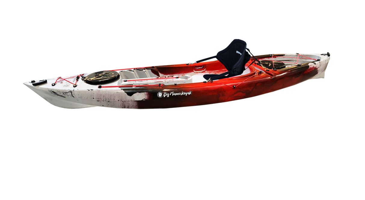 CANOA 1 POSTO SINGOLO ACQUAPRIMA FISHING LIMITED EDITION BIG MAMA KAYAK, MONOPOSTO 310 CM + 3 PORTACANNE + 2 GAVONE + 1 PAGAIA + 1 SEGGIOLINO (FULL PACK) - SNAKE ROSSO
