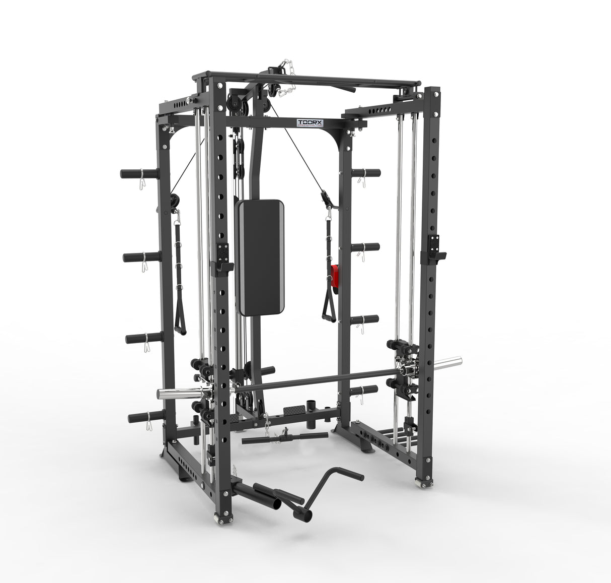 Toorx vertical - ASX-3000 Stazione multifunzione pieghevole a caricamento dischi all in one - Rack functional con traliccio per le trazioni + Smith machine + Lat machine & low row + Dual pulley