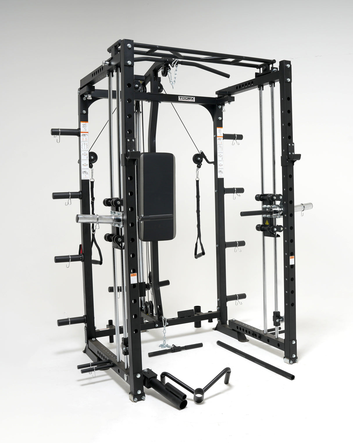 Toorx vertical - ASX-3000 Stazione multifunzione pieghevole a caricamento dischi all in one - Rack functional con traliccio per le trazioni + Smith machine + Lat machine & low row + Dual pulley