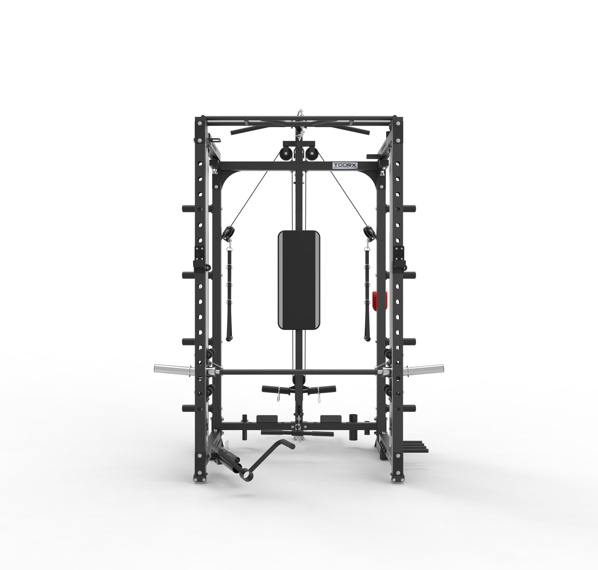 Toorx vertical - ASX-3000 Stazione multifunzione pieghevole a caricamento dischi all in one - Rack functional con traliccio per le trazioni + Smith machine + Lat machine & low row + Dual pulley