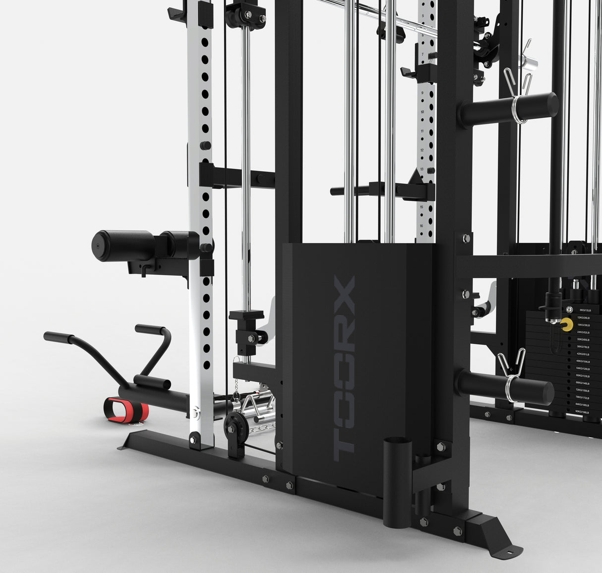 Toorx Vertical - ASX-4000 Stazione multifunzione all in one pacco pesi 2 x 90 kg -Dual Pulley + Smith machine + Rack functional con traliccio per le trazioni e dip station