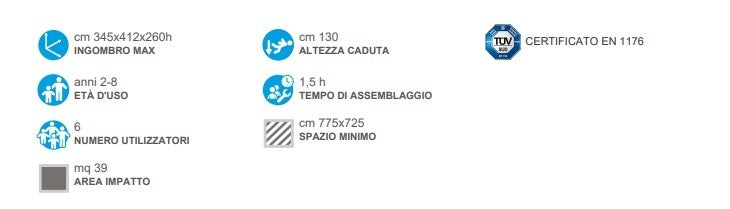 Torretta Omologata Luoghi Pubblici Mod. Calgary Con Scivolo In Vetroresina Sedile Piano Cod.773P A/B Open D Giochi - En 1176 Certificati Tuv