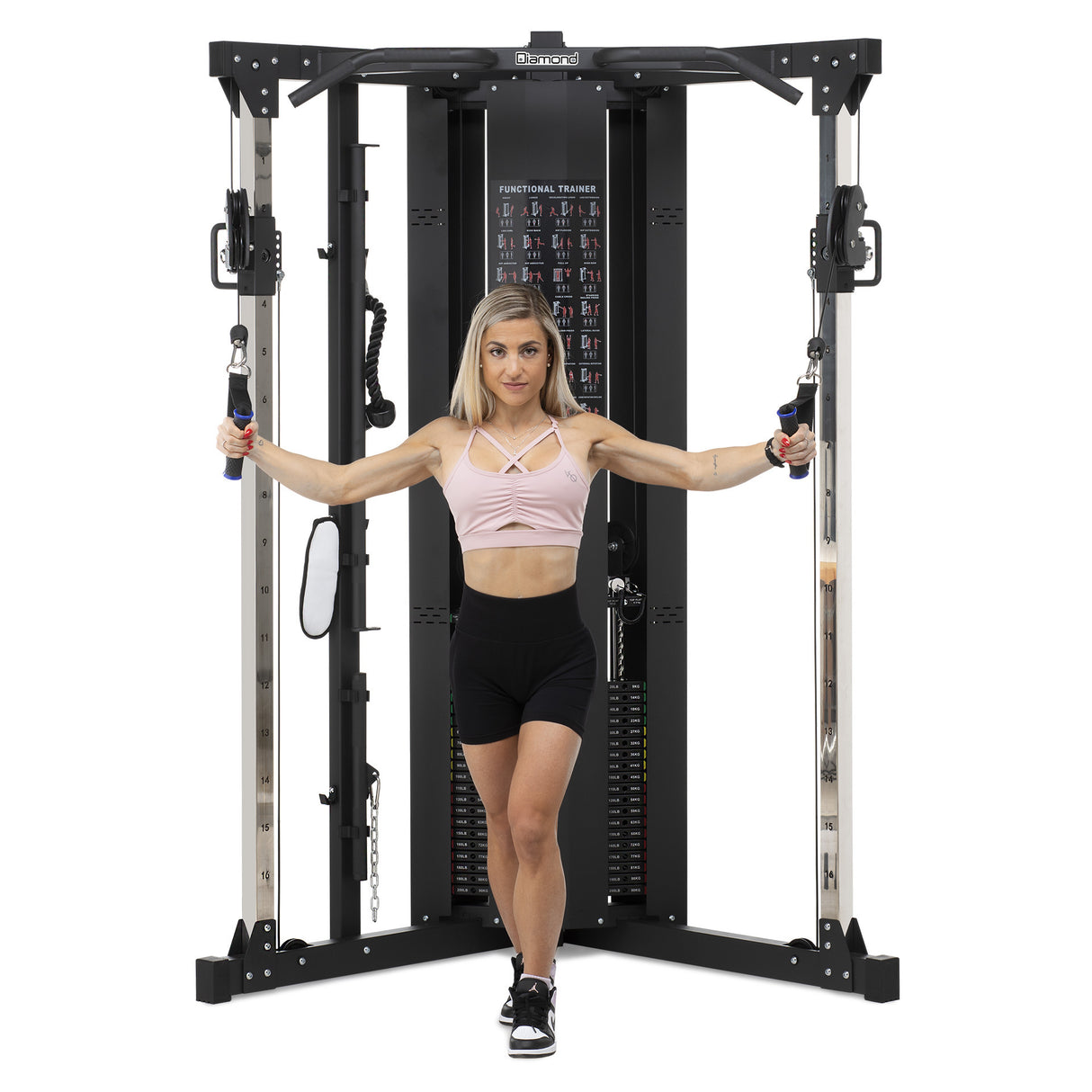 Dual Pulley Cable Cross Rack Pro - Diamond - Stazione Professionale Fitness - pacco pesi 90 kg x 2 - COD. CCR-P