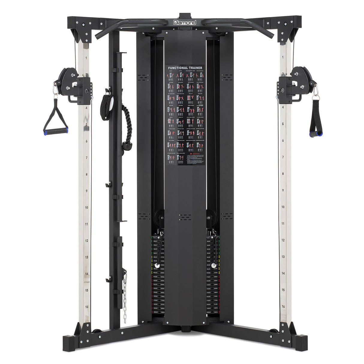 Dual Pulley Cable Cross Rack Pro - Diamond - Stazione Professionale Fitness - pacco pesi 90 kg x 2 - COD. CCR-P