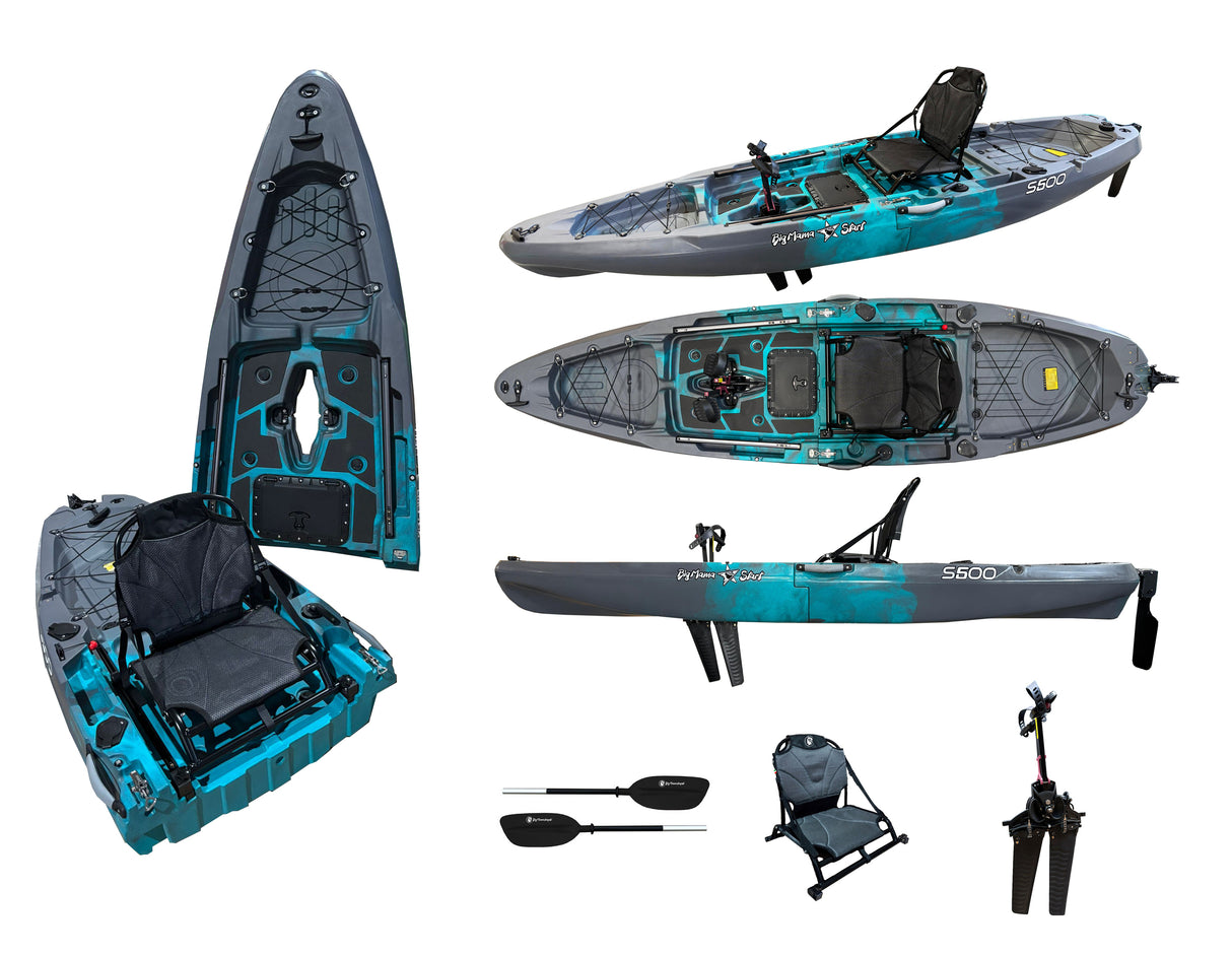 canoa monoposto divisibile a pedali con pinne BIG MAMA START S500 componibile - colore BLUE GREY