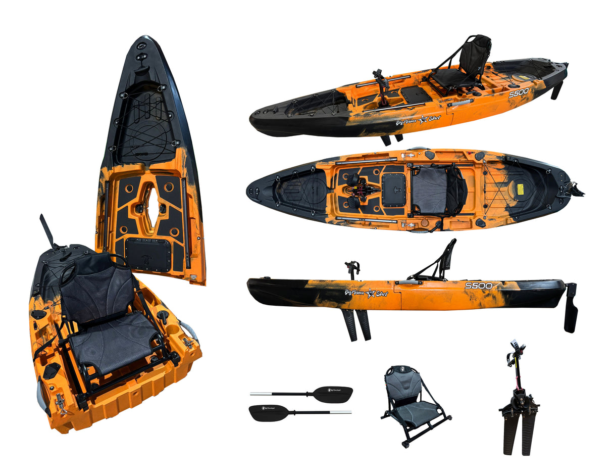 Kayak monoposto divisibile a pedali con pinne BIG MAMA START S500 componibile - colore ORANGE