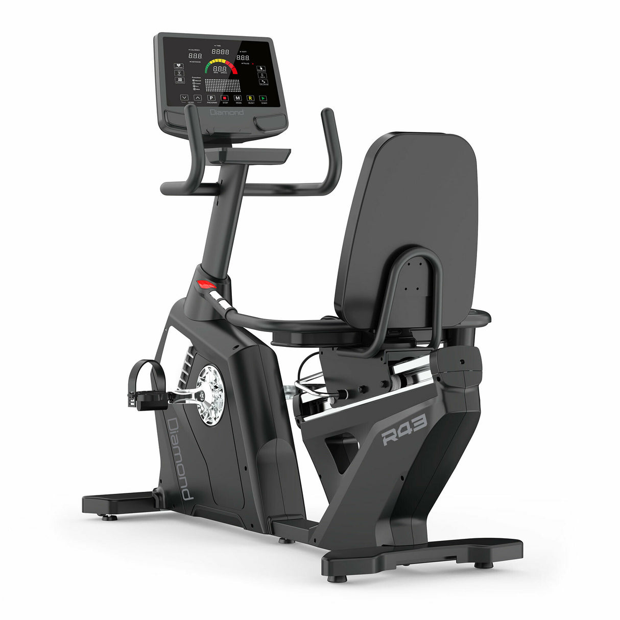 Bike recumbent Diamond Fitness R43-32 livelli di resistenza gestita elettronicamente - potenza max 450 W -Massa volanica 19 kg-Portata max utente 150 kg