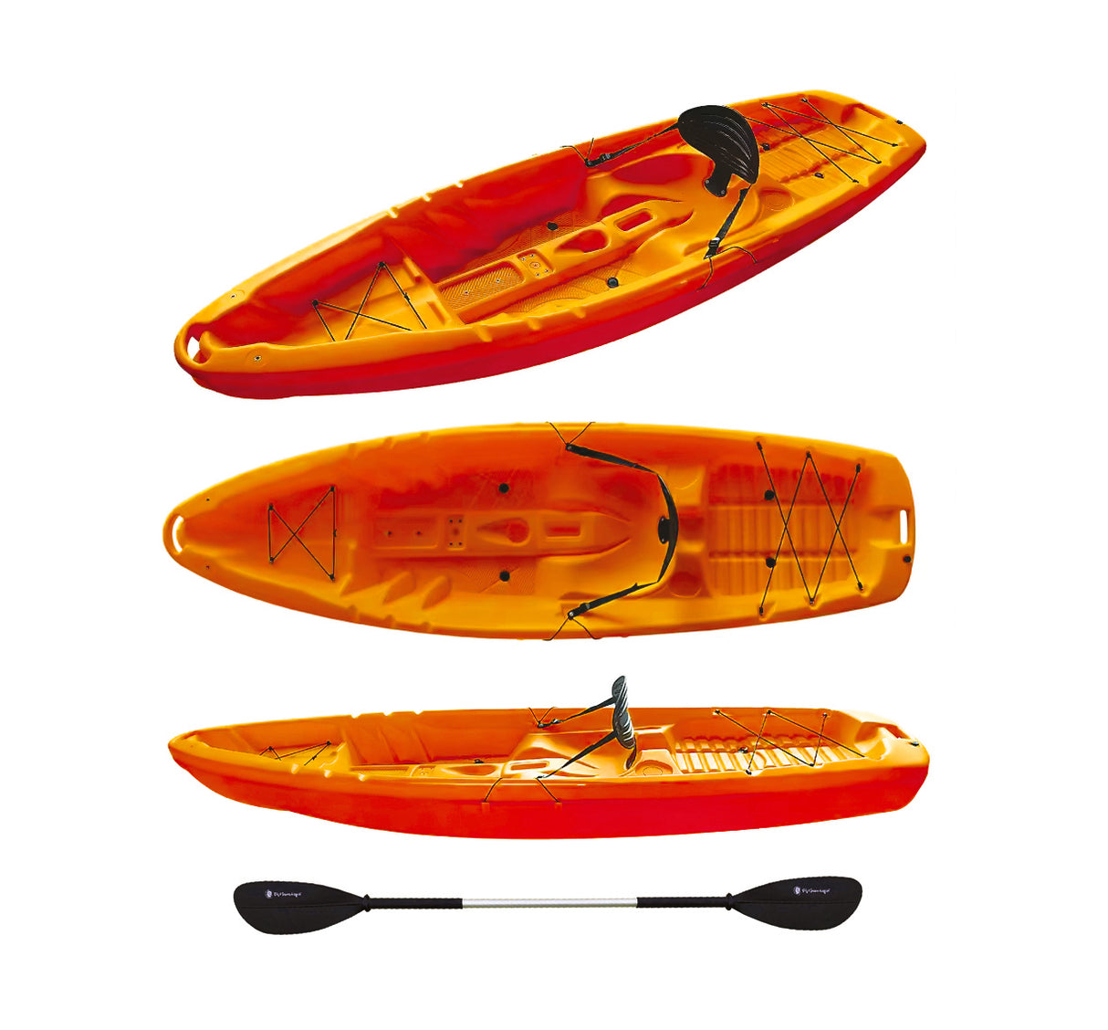 kayak GIL 2.0 BIG MAMA START - canoa monoposto da 254 cm + seggiolino + pagaia - ARANCIONE