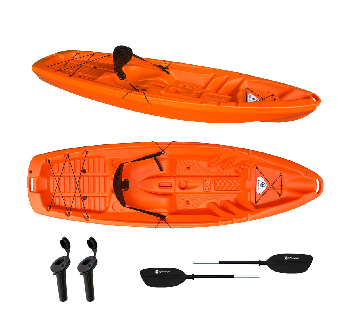 kayak fishing canoa GIL 2.0 BIG MAMA KAYAK canoa monoposto da 254 cm + 2 p.canne interni + seggiolino + pagaia - ARANCIO