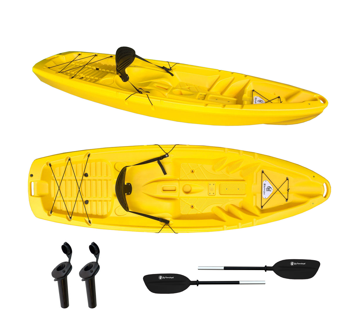 kayak fishing canoa GIL 2.0 BIG MAMA KAYAK canoa monoposto da 254 cm + 2 p.canne interni + seggiolino + pagaia - GIALLO