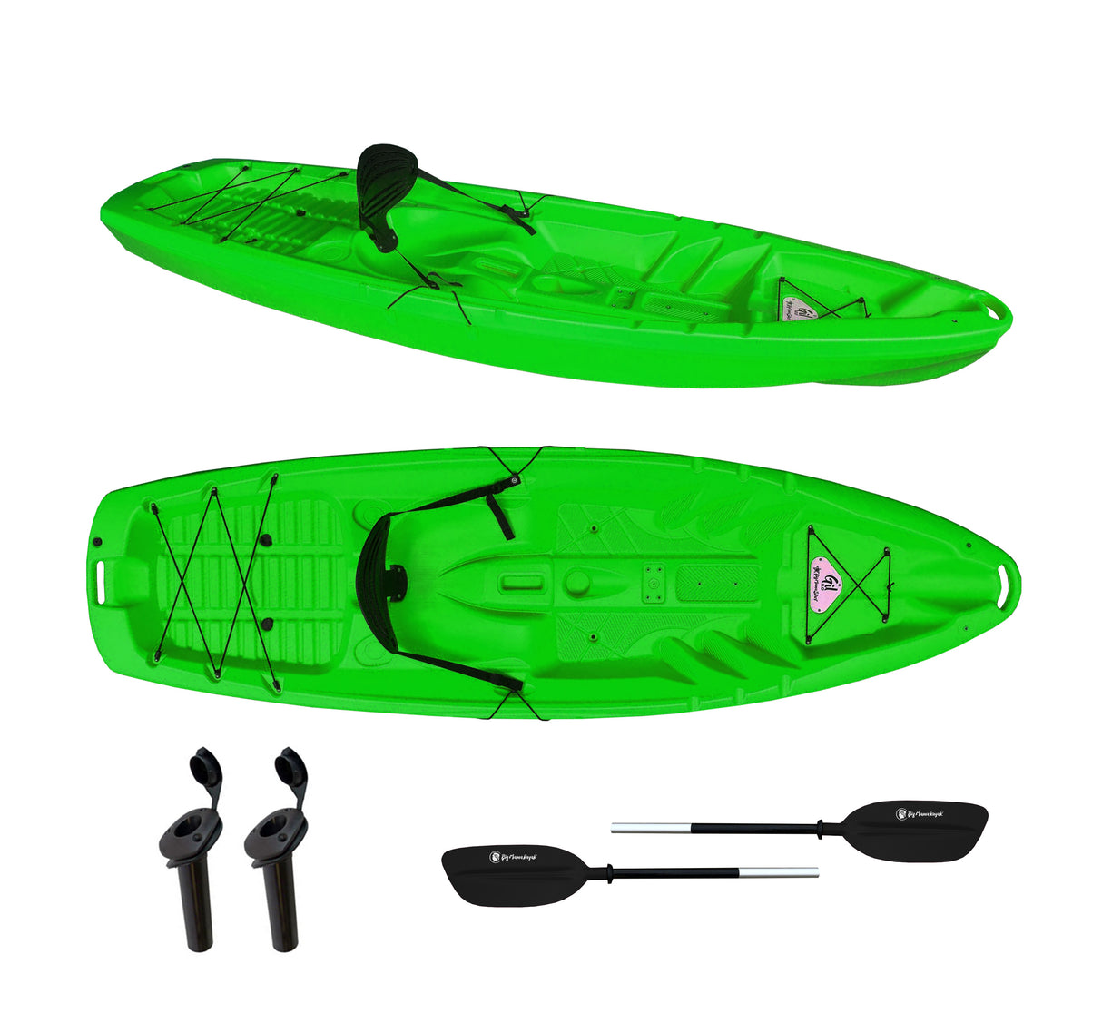 kayak fishing canoa GIL 2.0 BIG MAMA KAYAK canoa monoposto da 254 cm + 2 p.canne interni + seggiolino + pagaia - VERDE