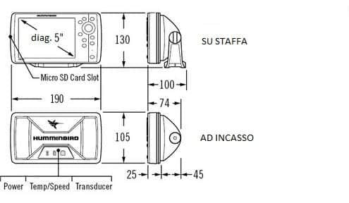 Humminbird Helix 5 CHIRP DI GPS 63 include trasduttore da poppa DS/DI COD.JH-H5-670