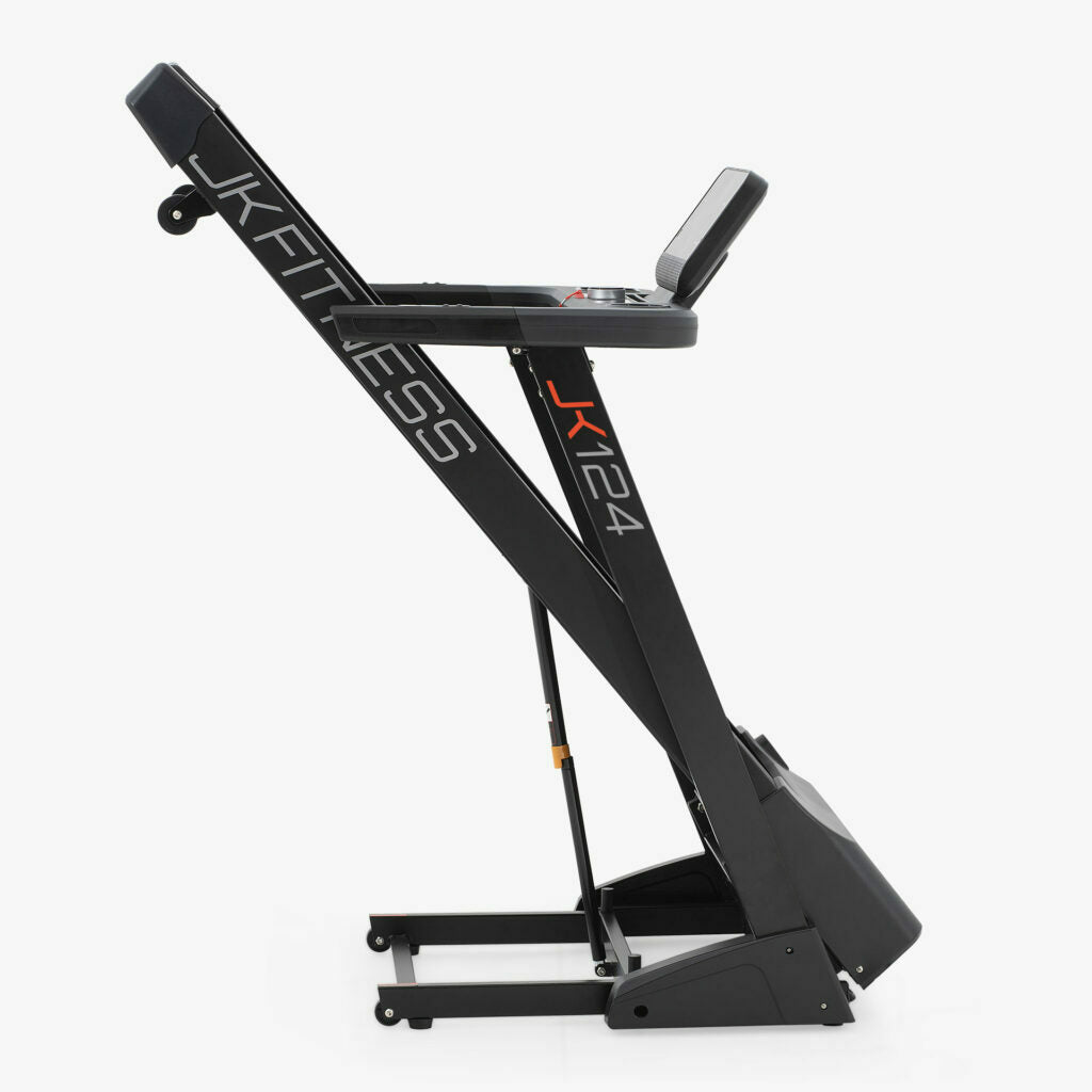 JK124 TAPIS ROULANT JK FITNESS Linea Home - tapis roulant elettrico richiudibile con doppia console (principale e secondaria)motore da 2.75 HP 20 km/h, nclinazione elettronica su 18 livelli.