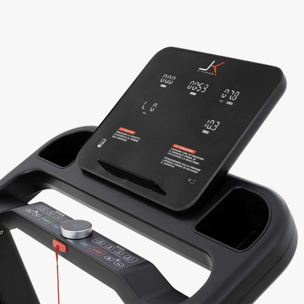 JK154 TAPIS ROULANT JK FITNESS Linea Home - elettrico richiudibile con un motore da 3.5 HP raggiunge una velocità di 22 km/h, e inclinazione elettronica su 20 livelli.