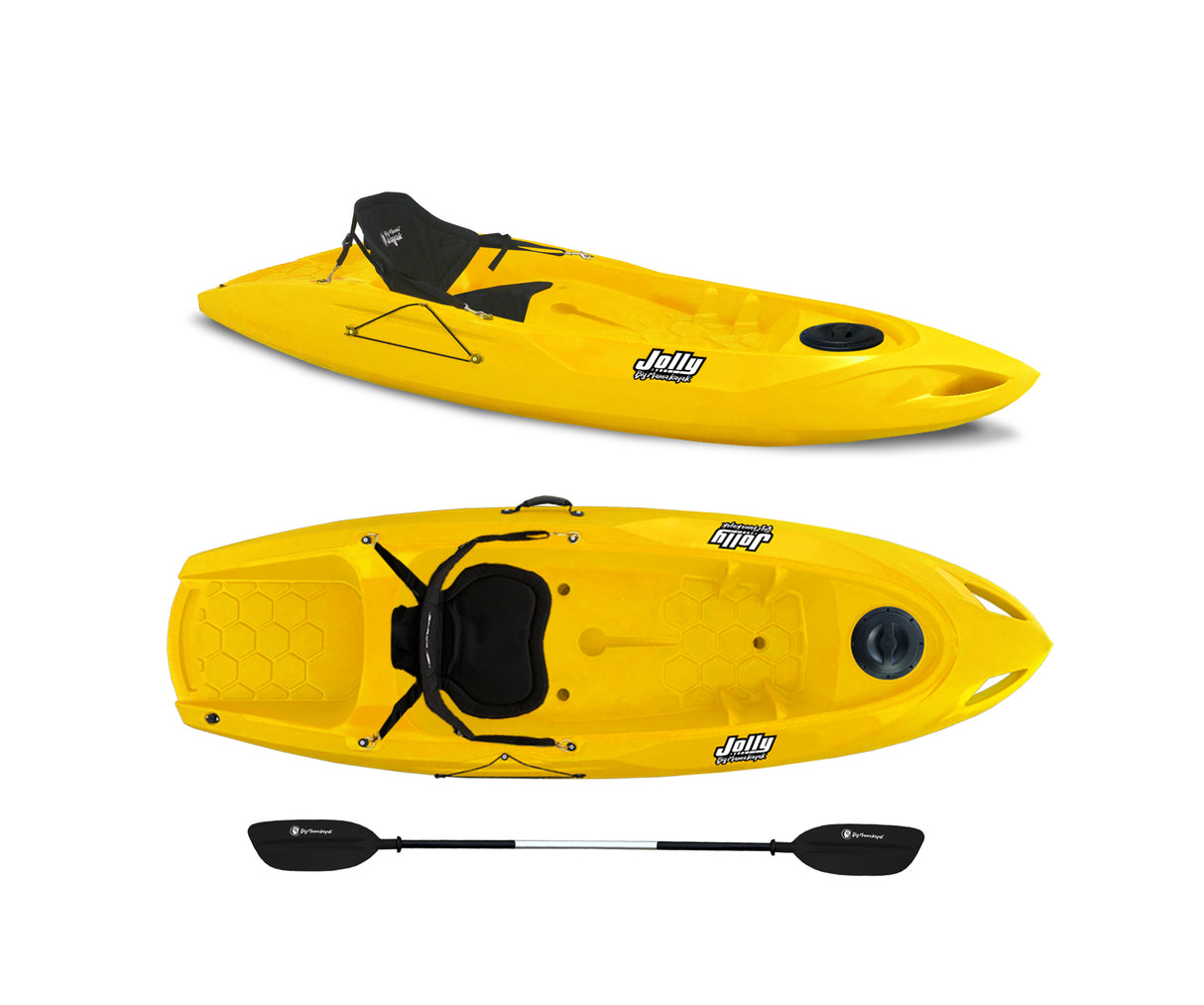 Canoa monoposto Jolly 2.0 Big Mama Kayak 260 cm + 1 gavone + 1 pagaia + seggiolino (FULL PACK) Made in Italy - GIALLO