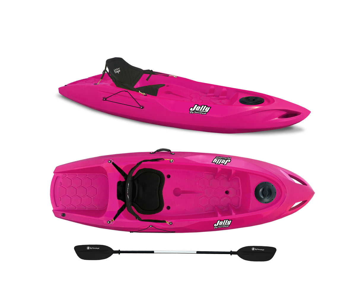 Kayak posto singolo Jolly 2.0 Big Mama Kayak canoa 260 cm + 1 gavone + 1 pagaia + seggiolino (FULL PACK) Made in Italy - ROSA