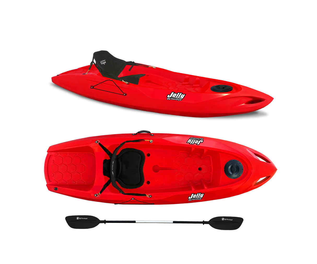 Canoa monoposto Jolly 2.0 Big Mama Kayak 260 cm + 1 gavone + 1 pagaia + seggiolino (FULL PACK) Made in Italy - ROSSO
