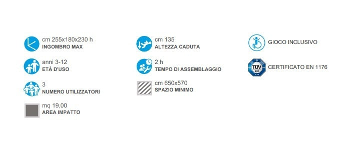 Altalena MASHA con sedile nido cod.974 A/B GIOCHIPARK En 1176 Certificati Tuv