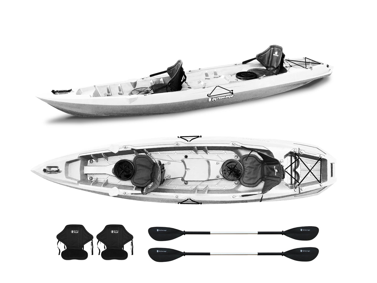 Kayak due posti Mojito Big mama kayak - canoa 380 cm - 2 posti adulti + 1 posto bambino + 2 gavoni + 2 ruote integrate + 2 pagaie + 2 seggiolini - BIANCO