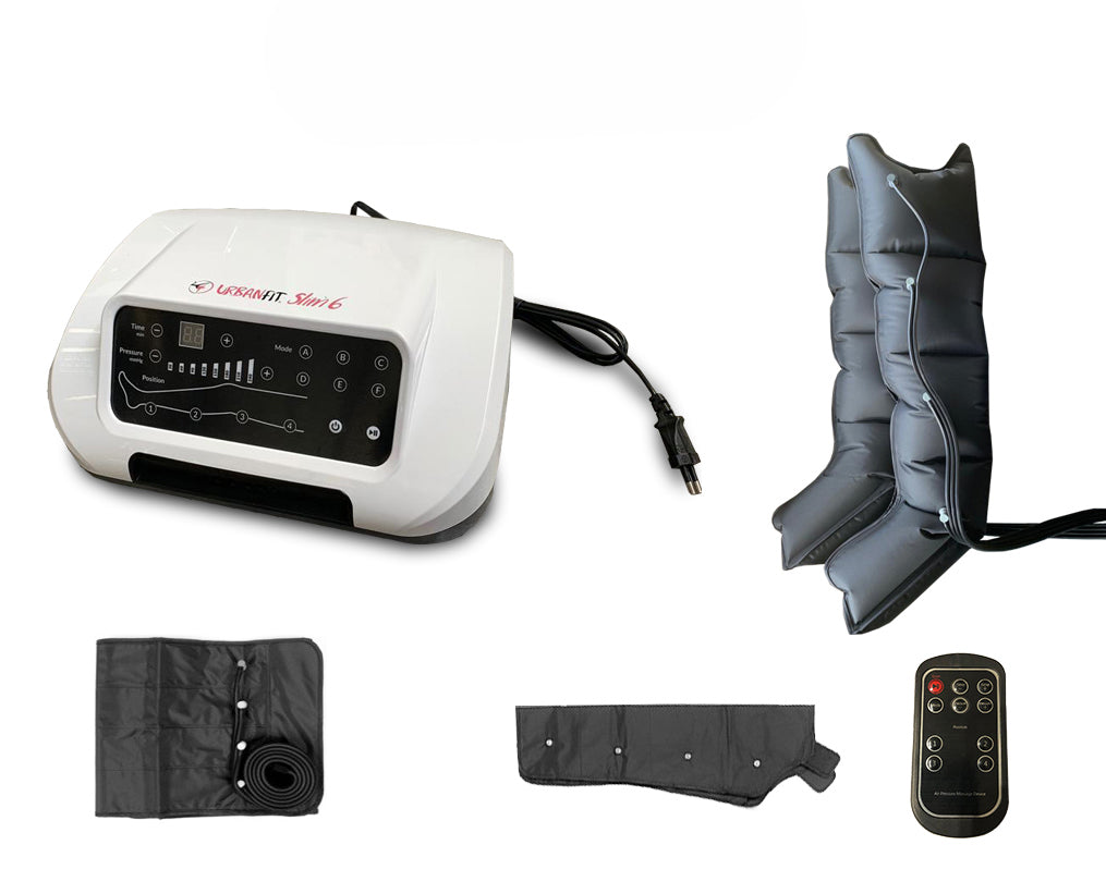 Slim 6 Macchinario Pressoterapia Con 6 Programmi + 2 Gambali + Fascia Addominali/glutei + 1 Bracciale + Con Telecomando - Apparecchio Pressomassaggio URBAN FIT