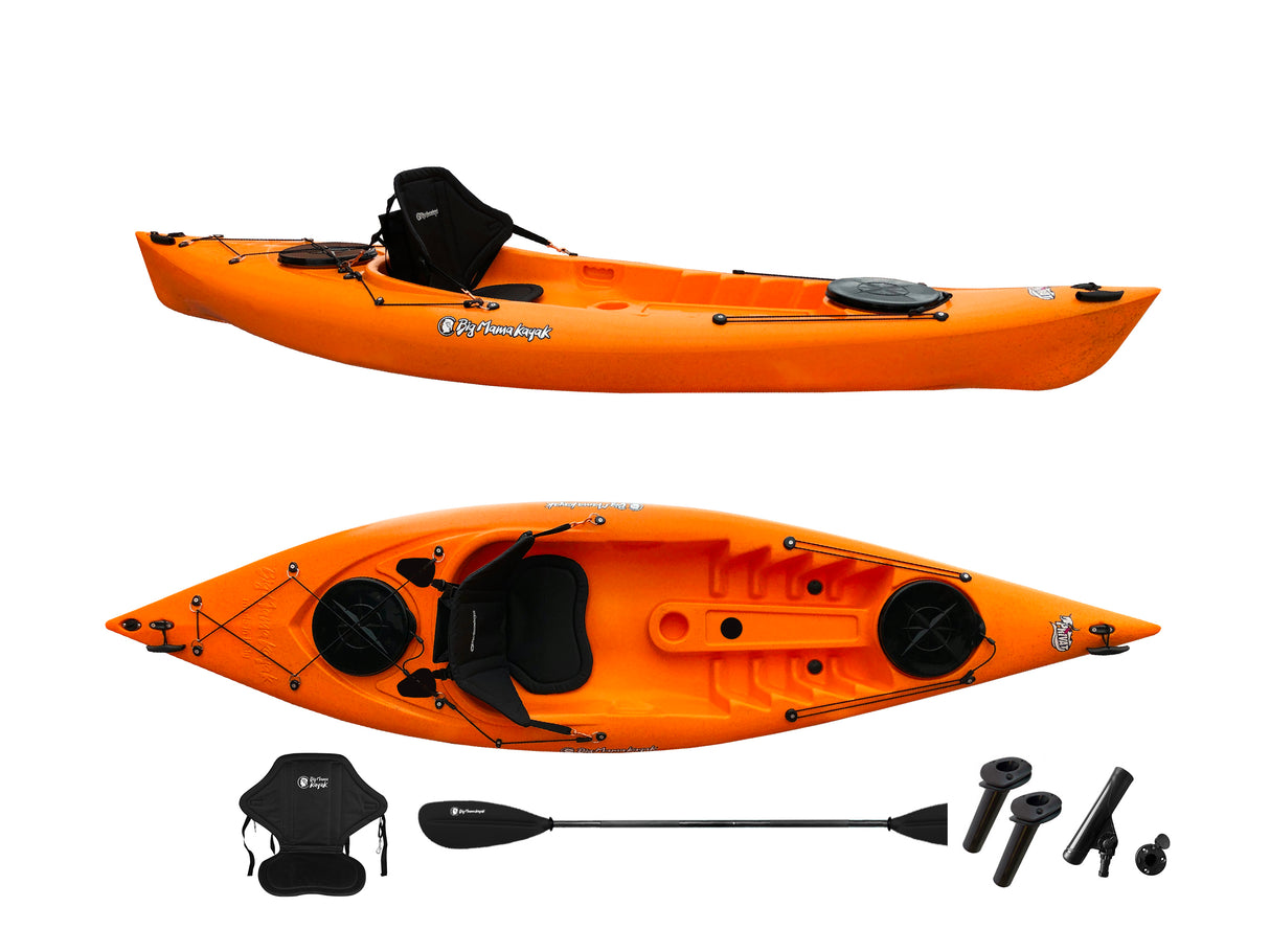Canoa 1 posto Privat 2.0 Fishing Big Mama Kayak monoposto da pesca 295 cm + 2 gavoni + 3 portacanne + 1 pagaia + 1 seggiolino(FULL PACK) - ARANCIONE
