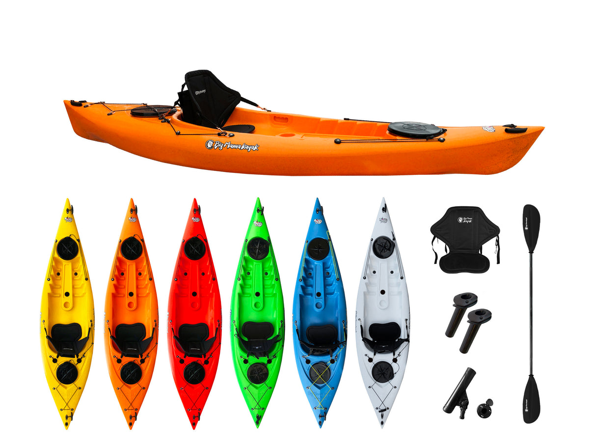 KAYAK MONOPOSTO PRIVAT 2.0 FISHING BIG MAMA KAYAK - CANOA DA 295 CM + 2 GAVONI + 3 PORTACANNA + 1 PAGAIA + 1 SEGGIOLINO (FULL PACK)