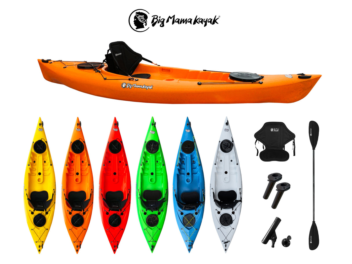KAYAK MONOPOSTO PRIVAT 2.0 FISHING BIG MAMA KAYAK - CANOA DA 295 CM + 2 GAVONI + 3 PORTACANNA + 1 PAGAIA + 1 SEGGIOLINO (FULL PACK)