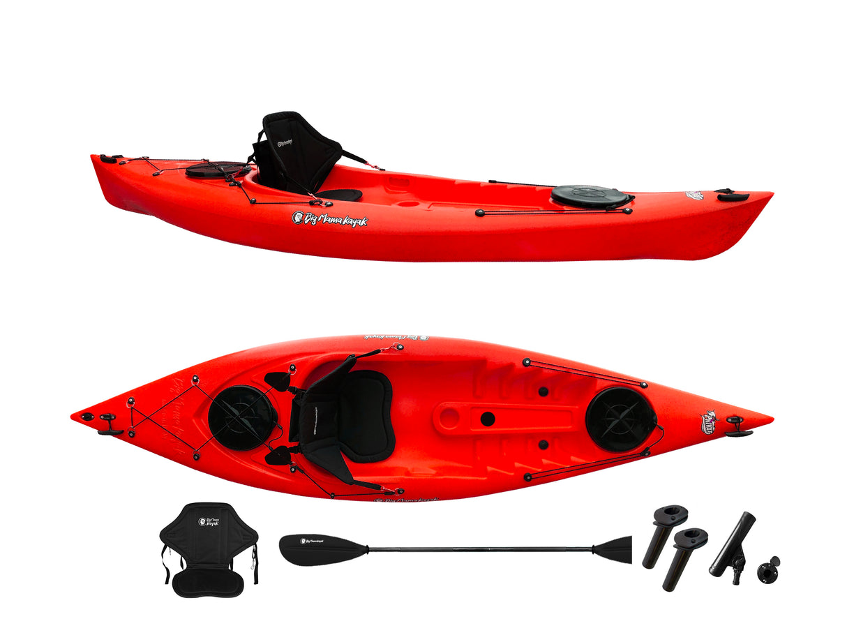Canoa 1 posto Privat 2.0 Fishing Big Mama Kayak monoposto da pesca 295 cm + 2 gavoni + 3 portacanne + 1 pagaia + 1 seggiolino(FULL PACK) - ROSSO