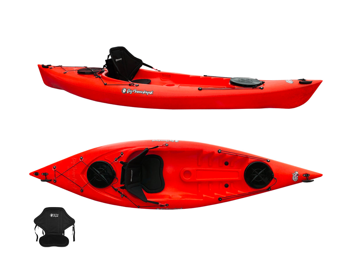 Kayak monoposto Privat 2.0 Big Mama Kayak canoa da 295 cm + 2 gavoni + 1 seggiolino (PACK 2) - ROSSO